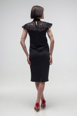 First Land Fashion: Блузка Дюшес черная ТБД 2744 - фото 4