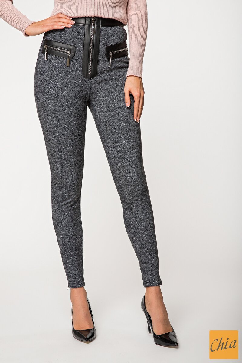 Трикотажные леггинсы на утеплителе серые Беатриса