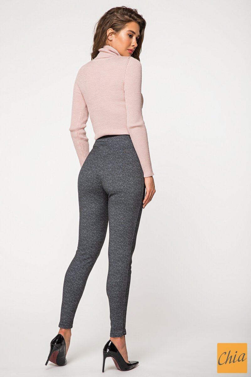 Трикотажные леггинсы на утеплителе серые Беатриса