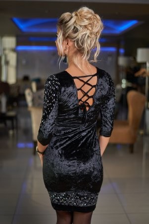 Bisou: Платье со шнуровкой чёрное 7737 - фото 1