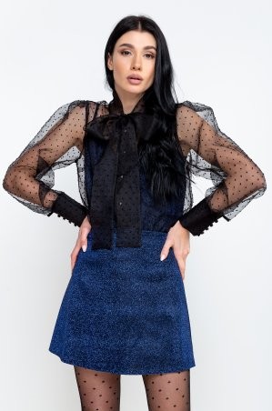 Zuhvala: Комплект (блуза + юбка + майка) Рони черный/синий люрекс - фото 1