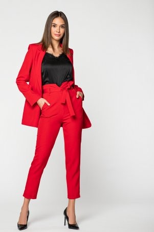 Itelle: Красный костюм с брюками высокой талии и длинным жакетом Вероника 3034 - фото 1