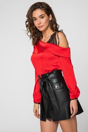 Itelle: Шовкова червона блуза з гіпюром на плечі Джуліанн 21193 - фото 1