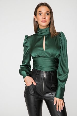 Itelle: Шелковая блуза с открытой спинкой зеленого цвета Розалина 21201 - фото 1