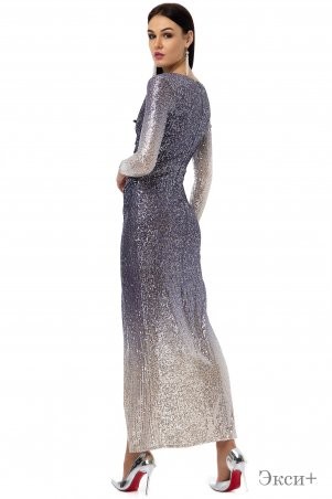 Angel PROVOCATION: Нарядное вечернее платье ЭКСИ+ синий с бежевым - фото 3