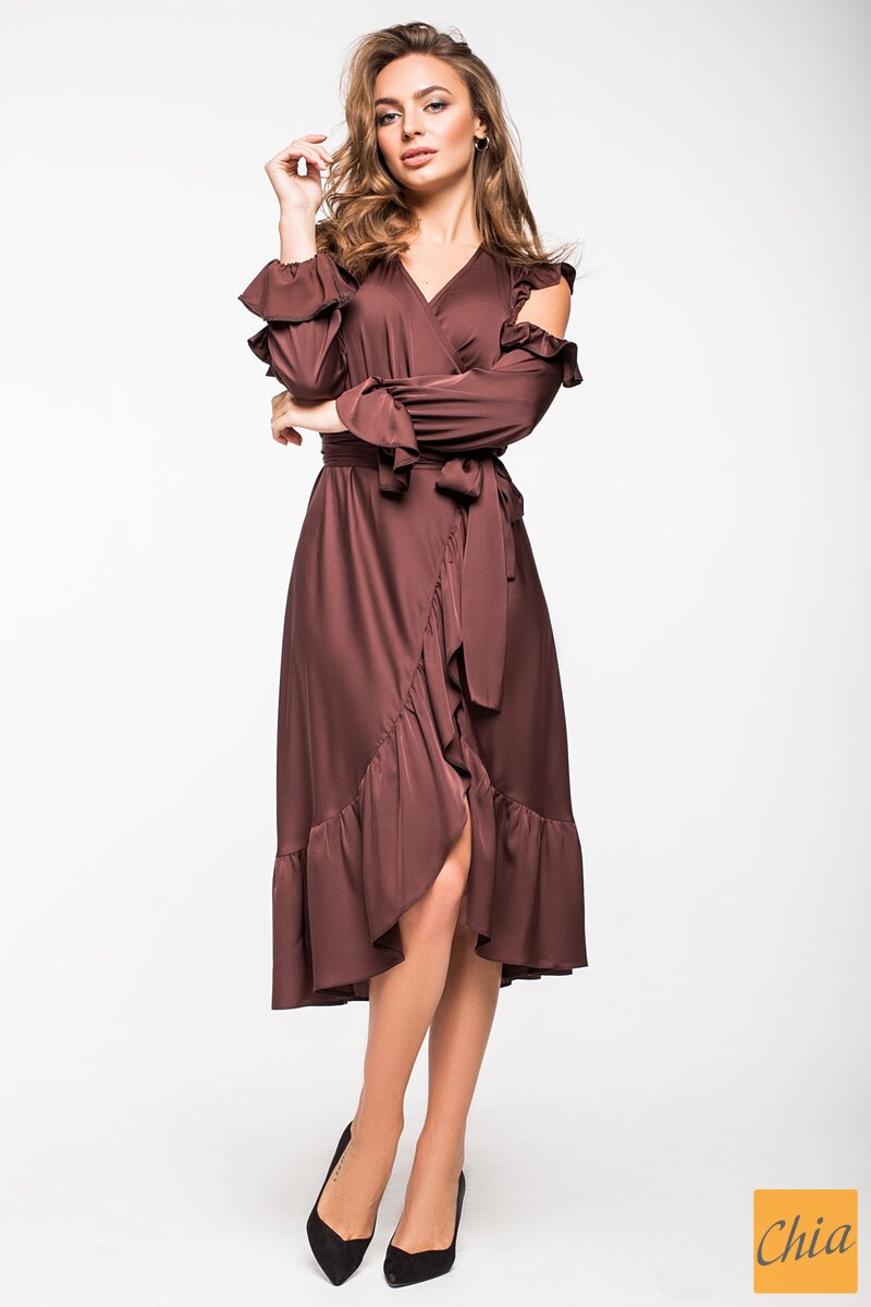 Шелковое нарядное платье с оборками Керрая