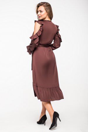 Itelle: Шовкова ошатна сукня коричневого кольору з воланами Керра 5138 - фото 2