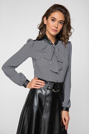 Itelle: Блуза сірого кольору з вставками зі шкіри з довгим рукавом Кімберллі 21197 - фото 1