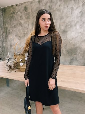 K&ML: Черное платье со вставками из сетки 550 - фото 1