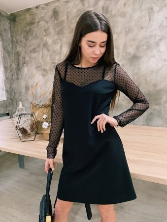 K&ML: Черное платье со вставками из сетки 550 - фото 3
