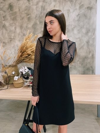 K&ML: Черное платье со вставками из сетки 550 - фото 5