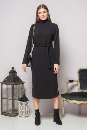 Garda: Черное Платье С Поясом И Разрезами 300920 - фото 1