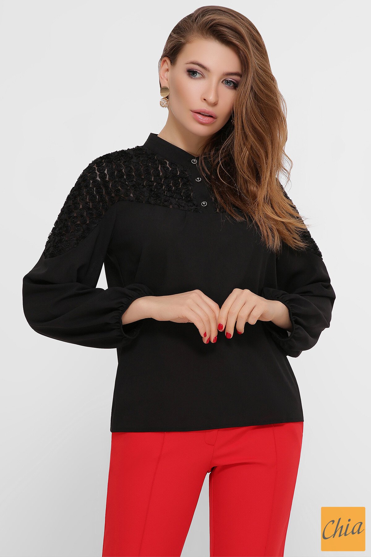 Блуза Аяна д/р черный 1