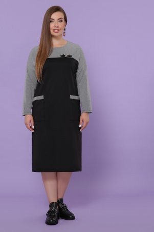 Glem: Платье Джоси-Б д/р черный-лапка м.черная p51160 - фото 1