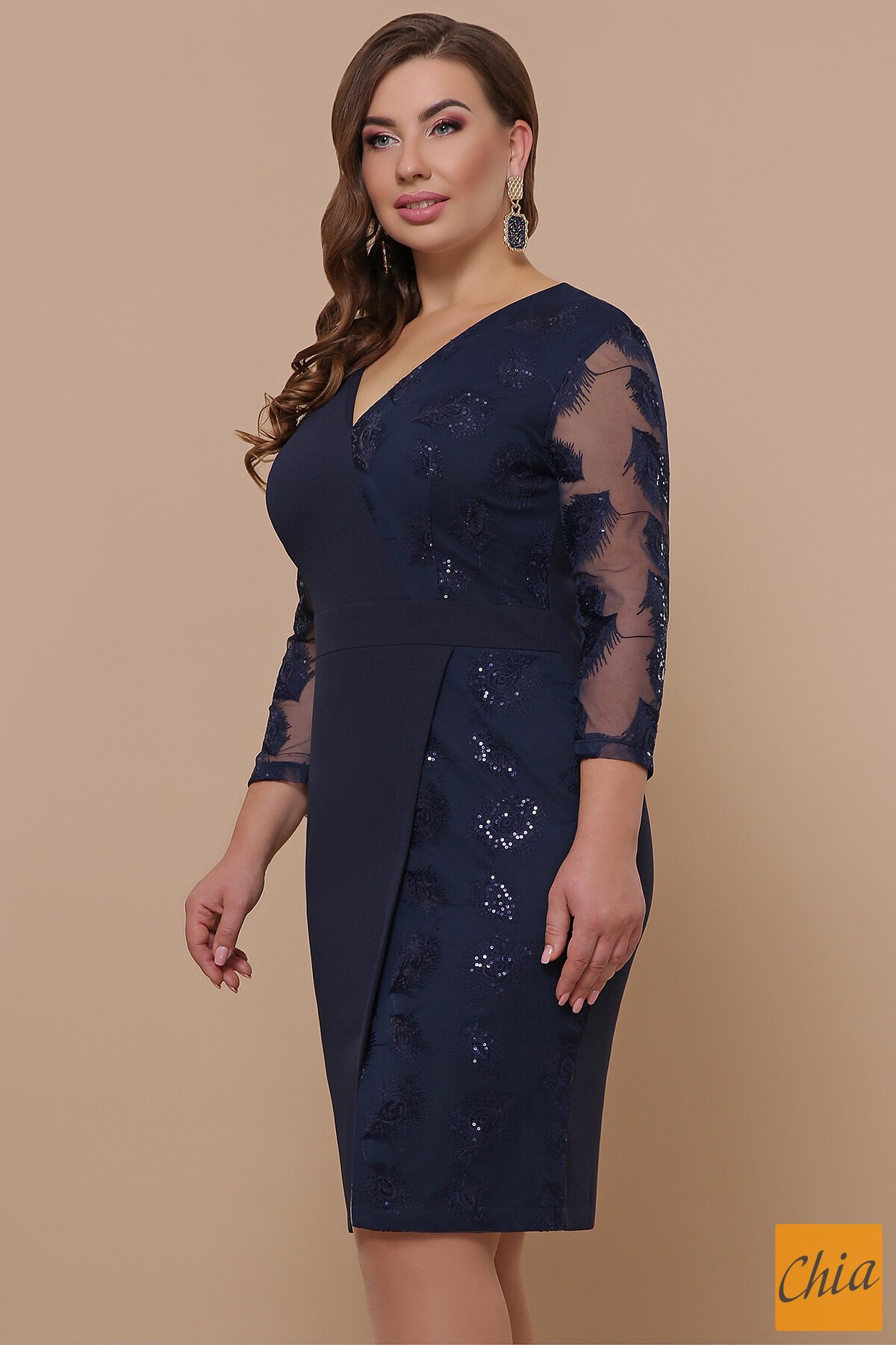 Платье Лария-Б д/р синий