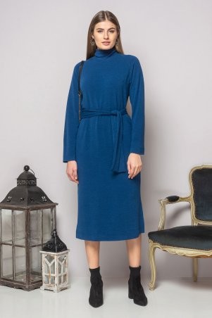 Garda: Синее Платье С Поясом И Разрезами 300923 - фото 1