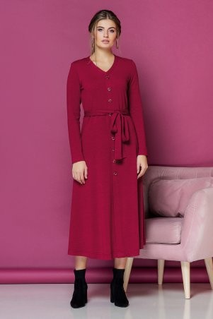 Garda: Малиновое Платье С V-Образным Вырезом И Пуговицами 300933 - фото 1