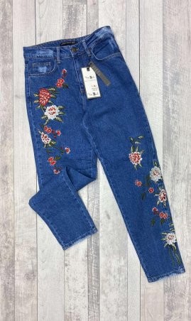 Immagine: Синие джинсы МОМ с вышивкой 1037-261 - фото 1