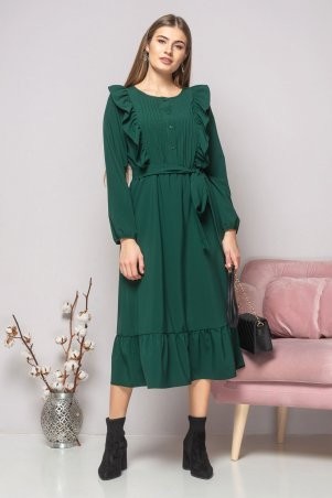 Garda: Платье С Защипами На Груди Темно-Зеленого Цвета 300941 - фото 1