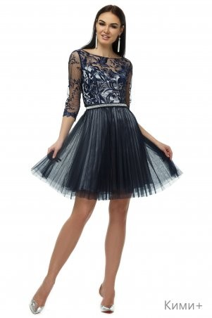 Angel PROVOCATION: Нарядное вечернее платье КИМИ+ синий на сером - фото 1