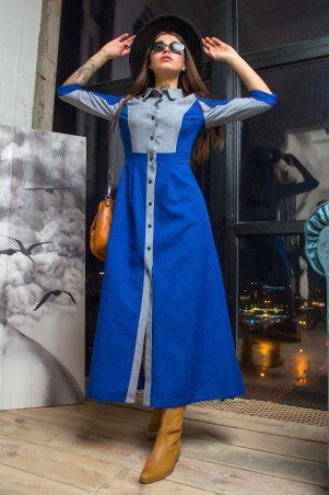 First Land Fashion: Платье Френсис электрик с серым УПФ 3005 - фото 1