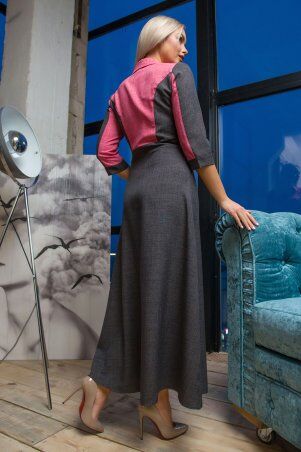 First Land Fashion: Платье Френсис графитовое с розовым УПФ 3004 - фото 2