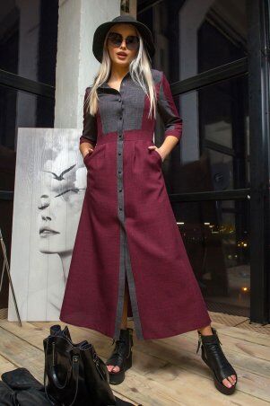 First Land Fashion: Платье Френсис бордовое с графитовым УПФ 3003 - фото 1