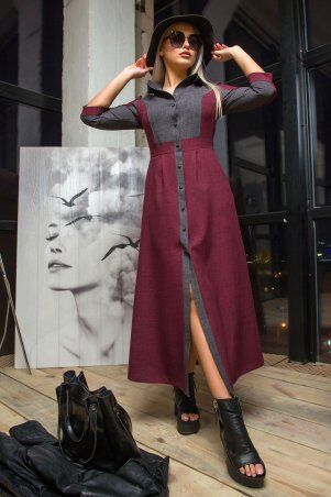First Land Fashion: Платье Френсис бордовое с графитовым УПФ 3003 - фото 4