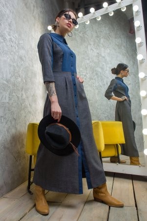 First Land Fashion: Платье Френсис графитовое с т.синим УПФ 3002 - фото 1