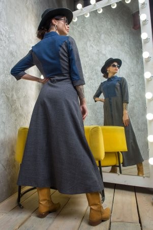 First Land Fashion: Платье Френсис графитовое с т.синим УПФ 3002 - фото 4