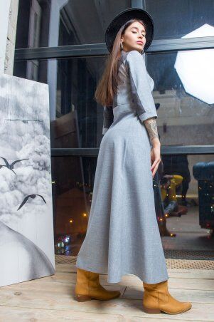 First Land Fashion: Платье Френсис серое с графитовым УПФ 3001 - фото 2