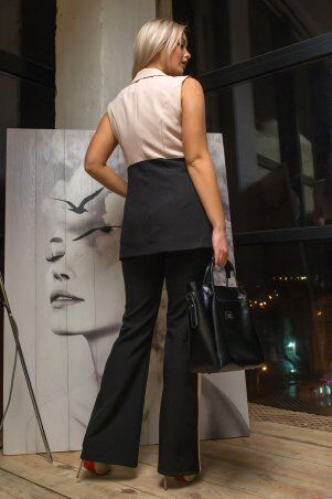First Land Fashion: Костюм Овация бежевый с черным УКО 2971 - фото 2