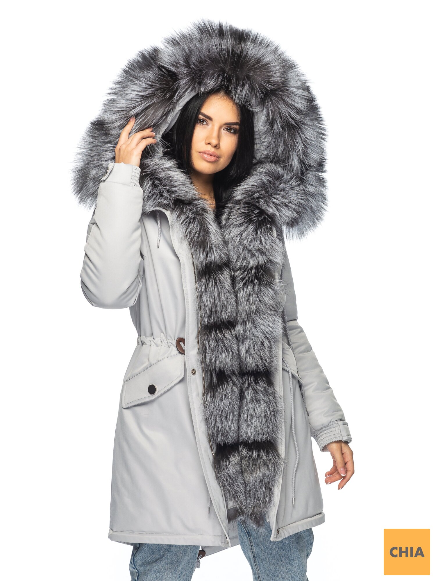 Парка с натуральным мехом Кари