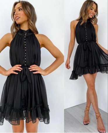 Immagine: Черное невесомое платье мини 3131 (черный) - фото 1