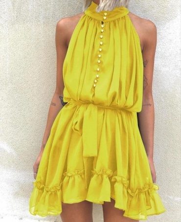 Immagine: Желтое невесомое платье мини 3131 (желтый) - фото 1