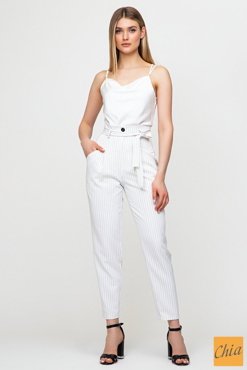 Шелковая белая майка на тонких бретелях Элис