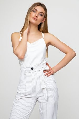 Шелковая белая майка на тонких бретелях Элис