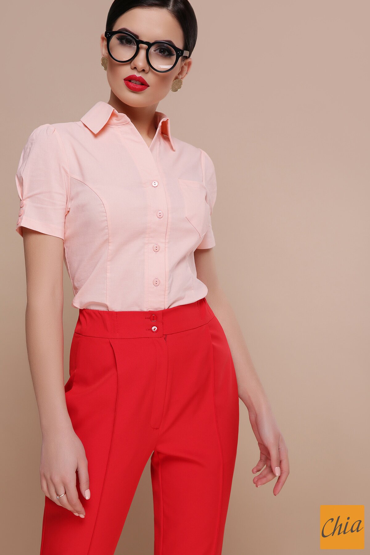 Блуза Эльза к/р персик