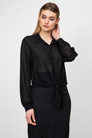 Itelle: Шифоновая черная рубашка с завязками на талии Валентина 21225 - фото 1