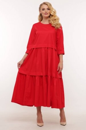 Tatiana: Платье с широкими оборками БЕЛЛ красное - фото 1