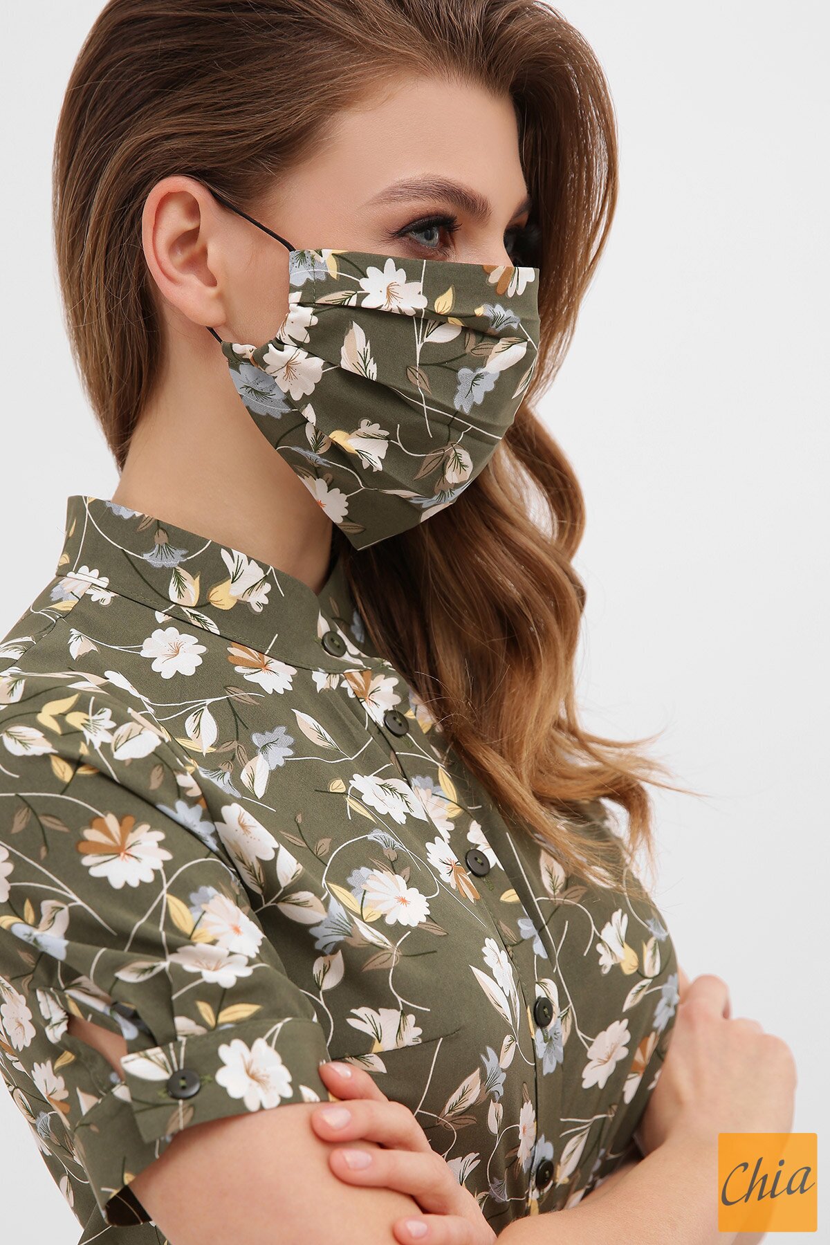 Маска №1 хаки- цветы