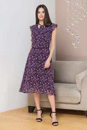 Garda: Шифоновое Фиолетовое Платье В Мелкий Цветочек 300948 - фото 1