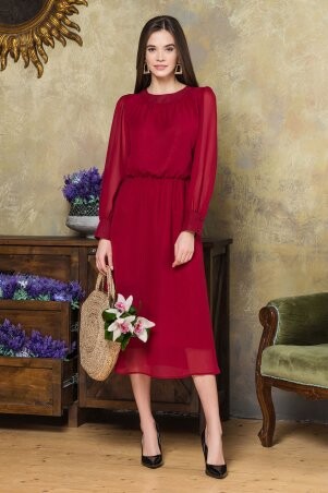Garda: Темно-Красное Шифоновое Платье С Объемными Рукавами 300951 - фото 1