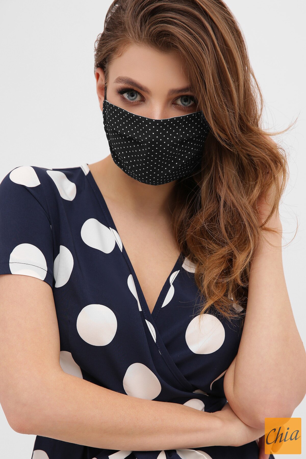 Маска №1 черный-белый м. горох