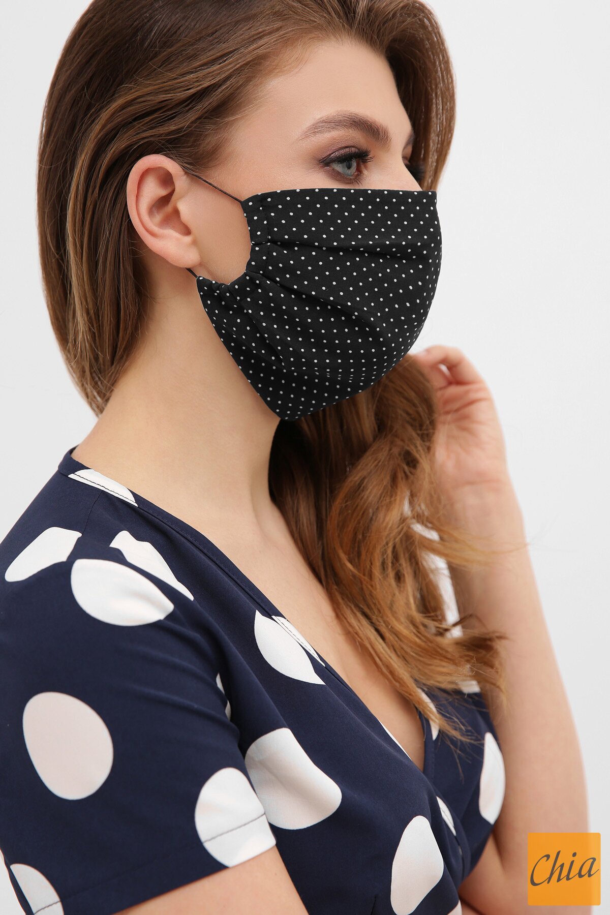 Маска №1 черный-белый м. горох