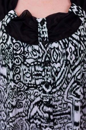 Tatiana: Блуза с шифоновым рукавом восточный принт ГАБИ черная - фото 3