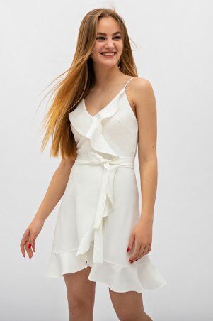 Itelle: Сукня білого кольору на запах з воланами Еліна 51163 - фото 1