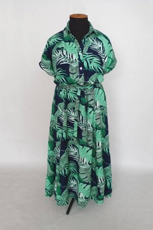 Tatiana: Длинное платье с широкой юбкой ЛЭНС зеленое - фото 1