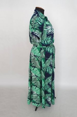 Tatiana: Длинное платье с широкой юбкой ЛЭНС зеленое - фото 2