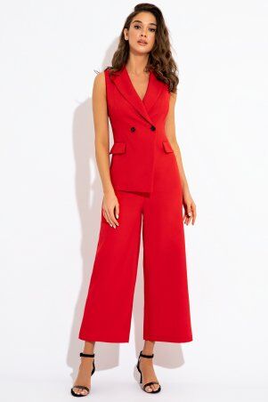 Itelle: Красный офисный комбинезон-жакет с брюками кюлотами Каролла 4559 - фото 1